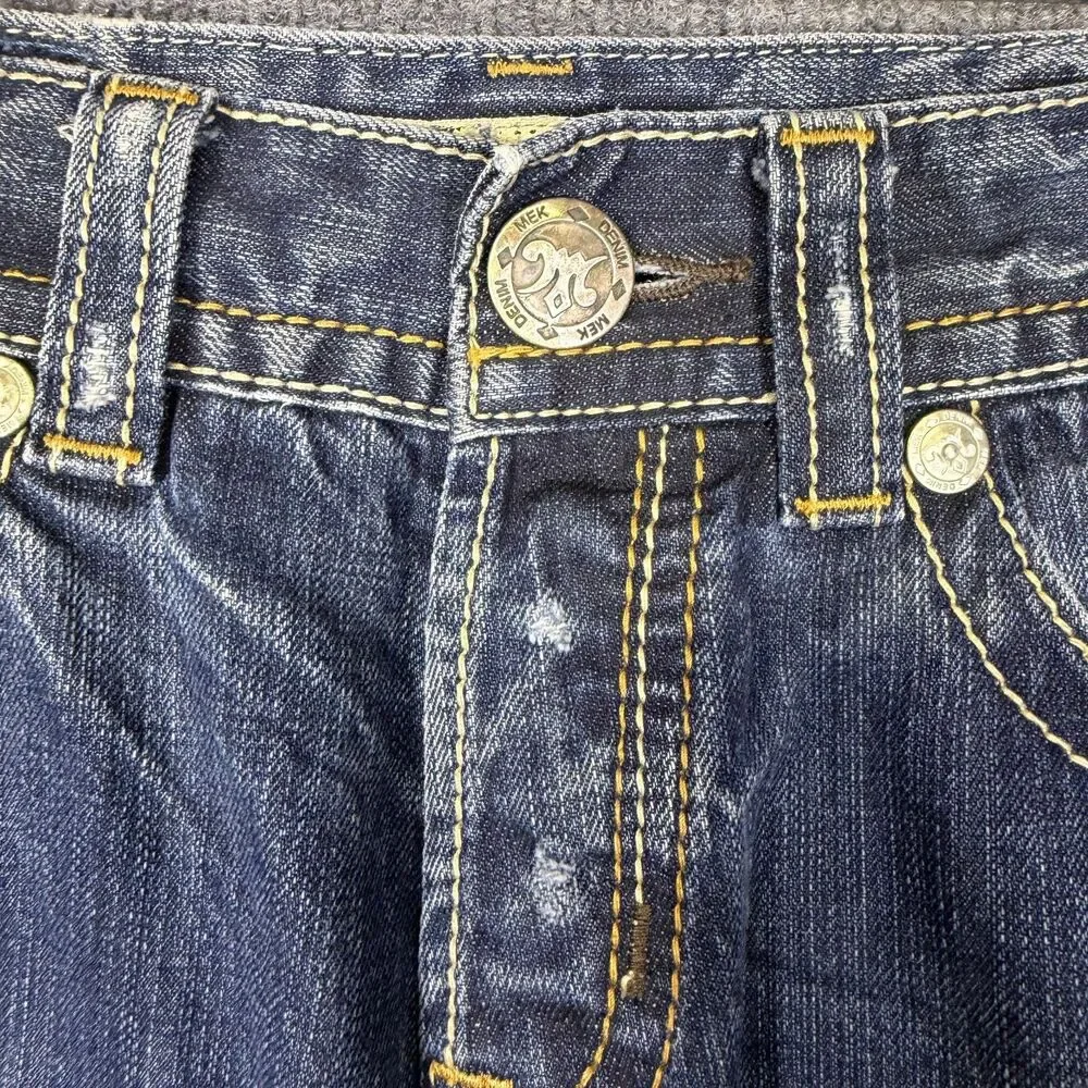 MEK Denim Mens Henderson Jeans 31x32 Straight Leg Medium Wash Button Fly